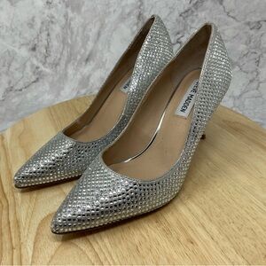 Steve Madden Laveda Pointed Toe Embellished Crystal Pumps Glitter Sz 7